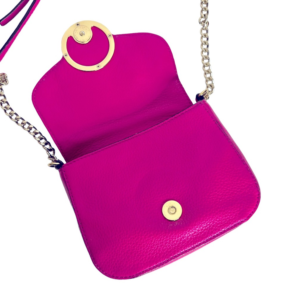 Michael Kors Small Hot Pink & Gold Leather Crossbody Purse - Picture 3 of 10